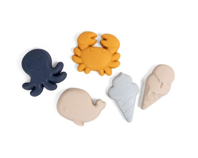 Filibabba - Silicone sand toys 5 pieces  - cold colors