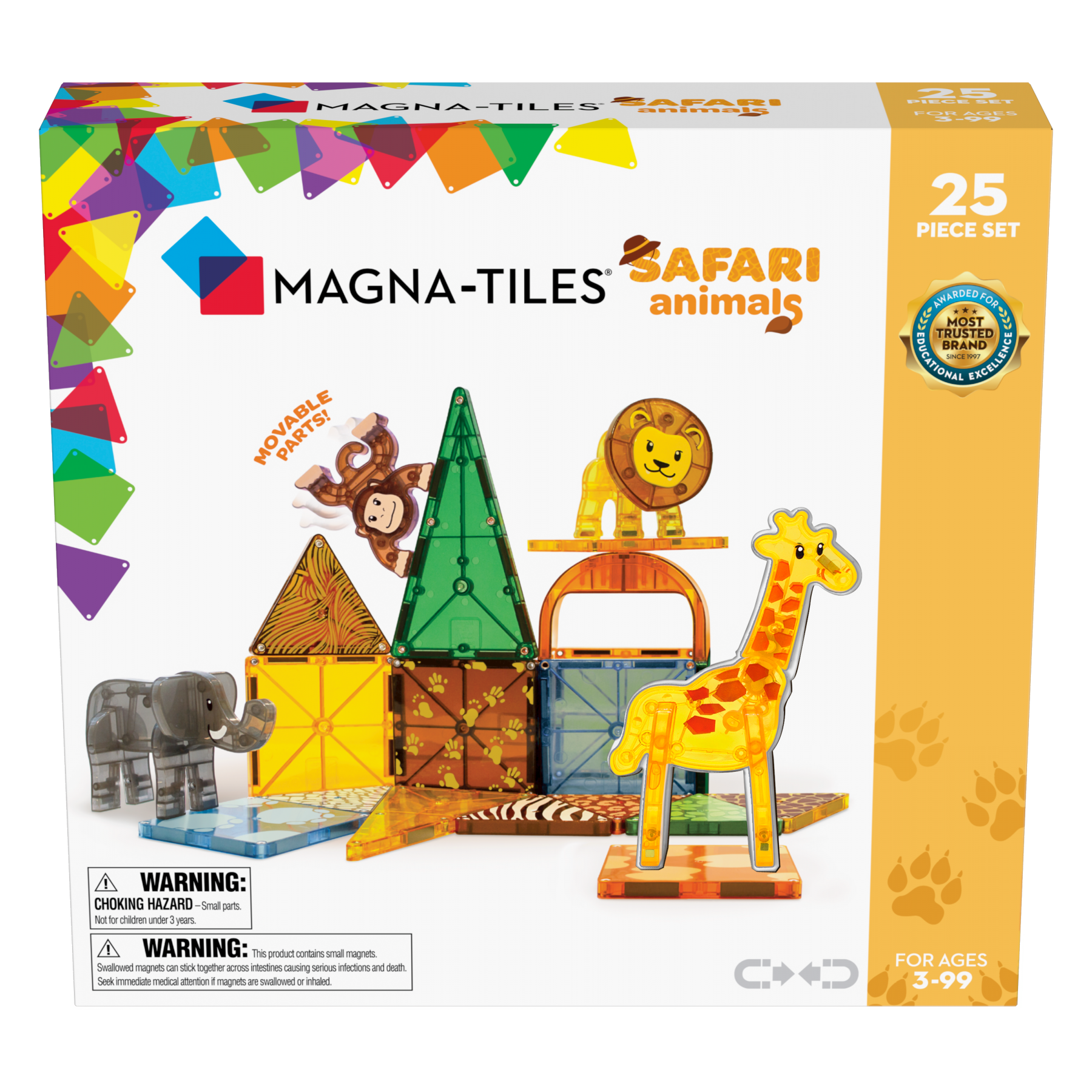Magna-Tiles, Safari Animals 25 piezas set, (90220)