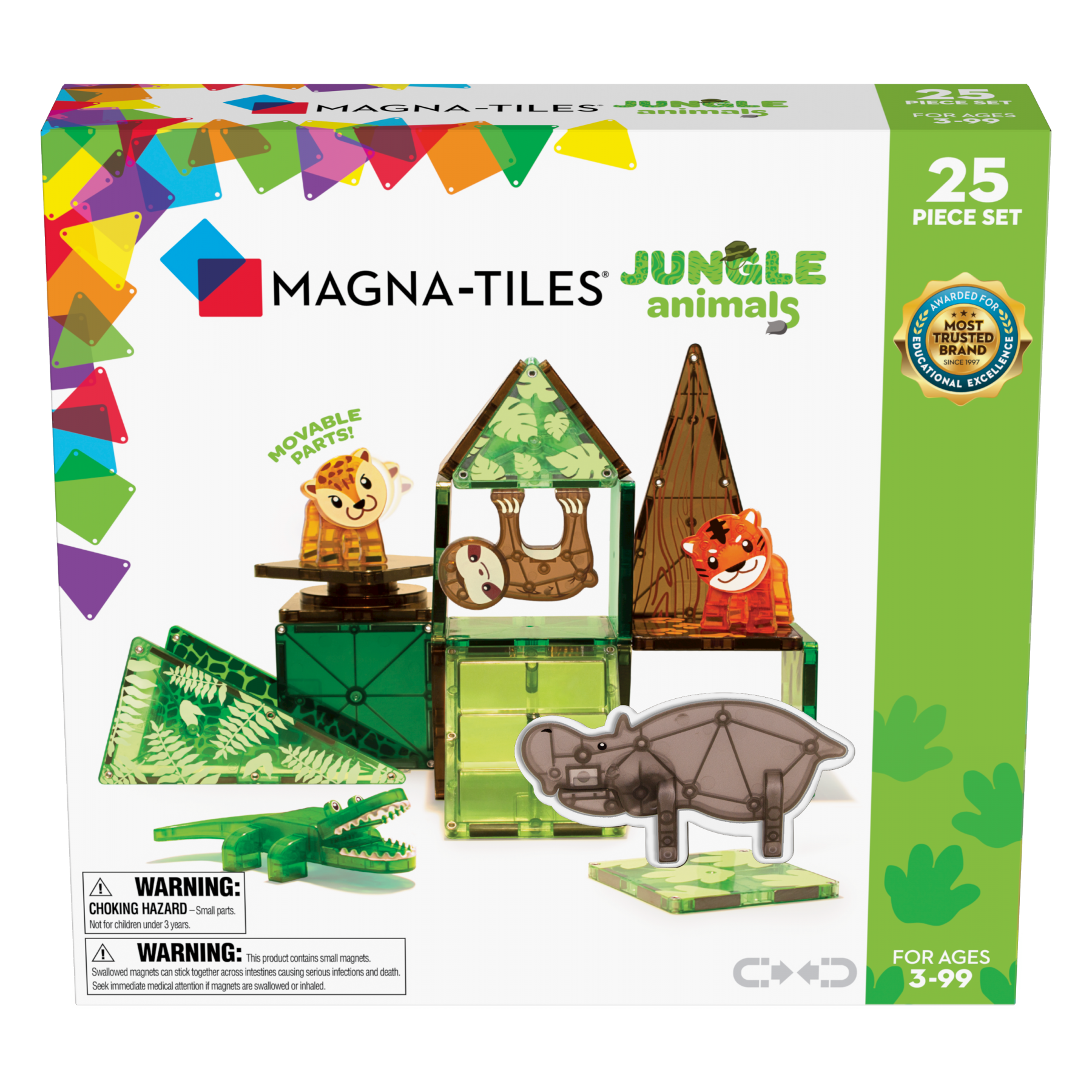 Magna-Tiles, Conjunto de animales de la selva de 25 piezas, (90222)