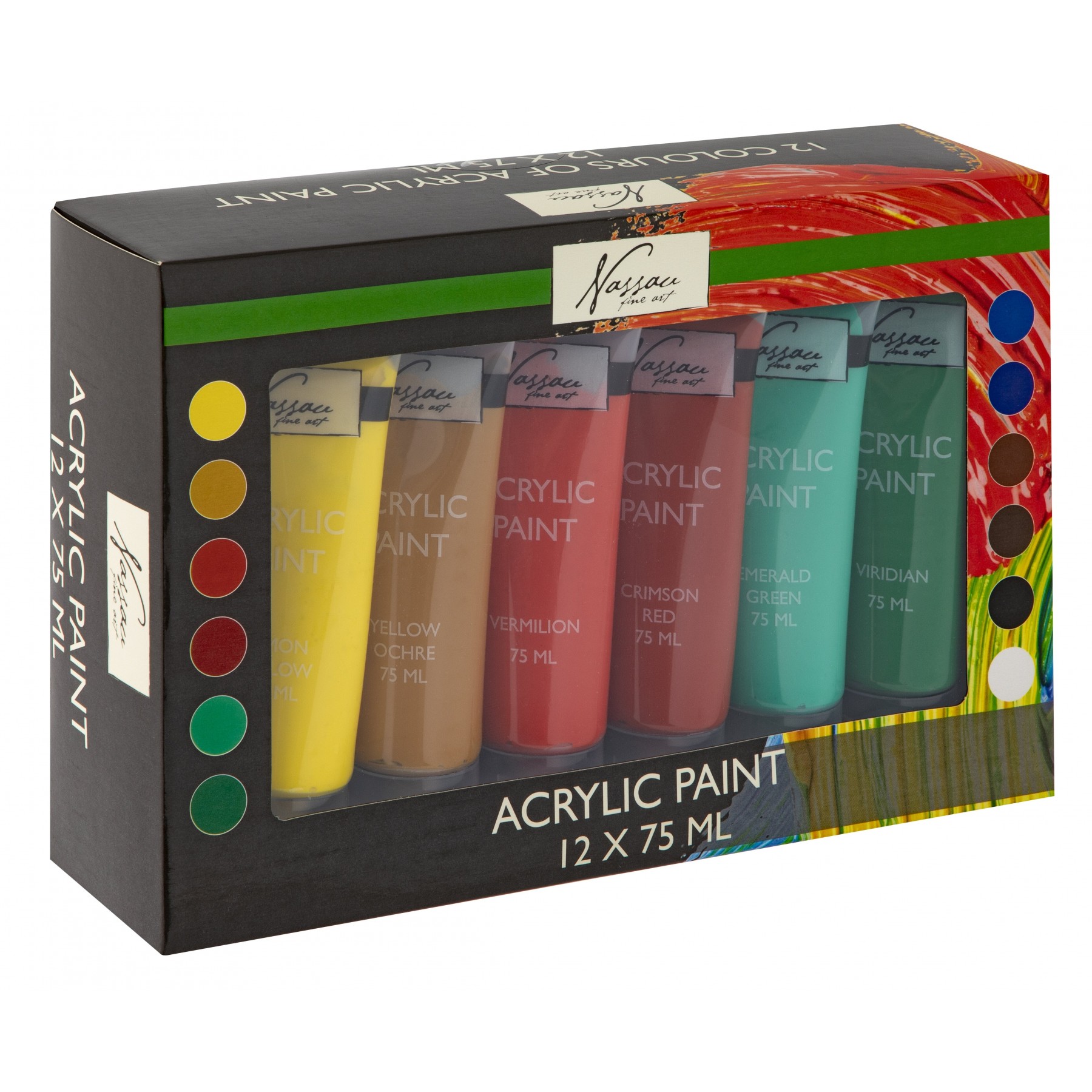 Nassau, Colores Básicos De Pintura Acrílica 12X75 Ml, (K-Ar0752/Ge)