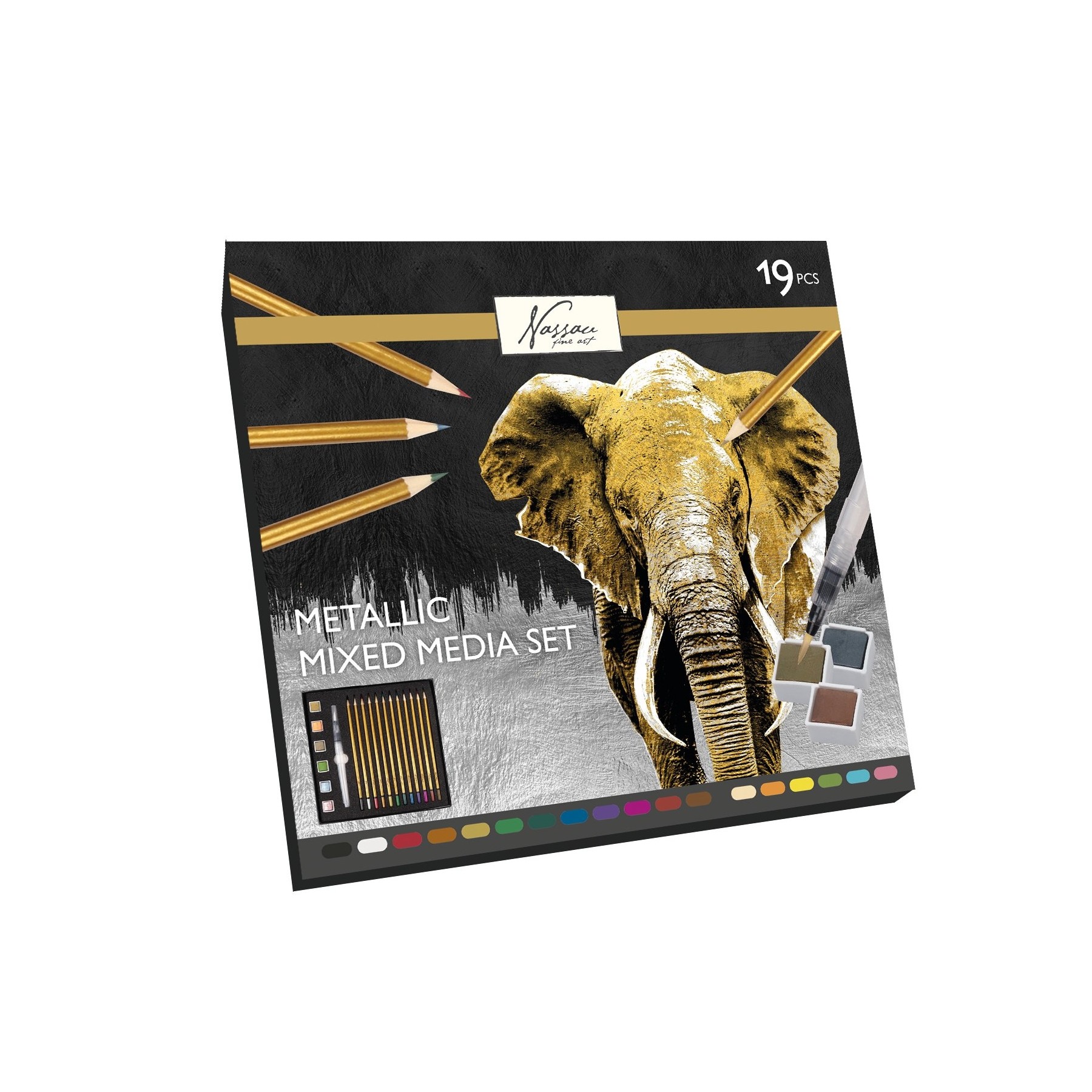 Nassau, Set De Pintura Creativa En Técnica Mixta Metálica De 19 Piezas, (K-Ar0218/Ge)