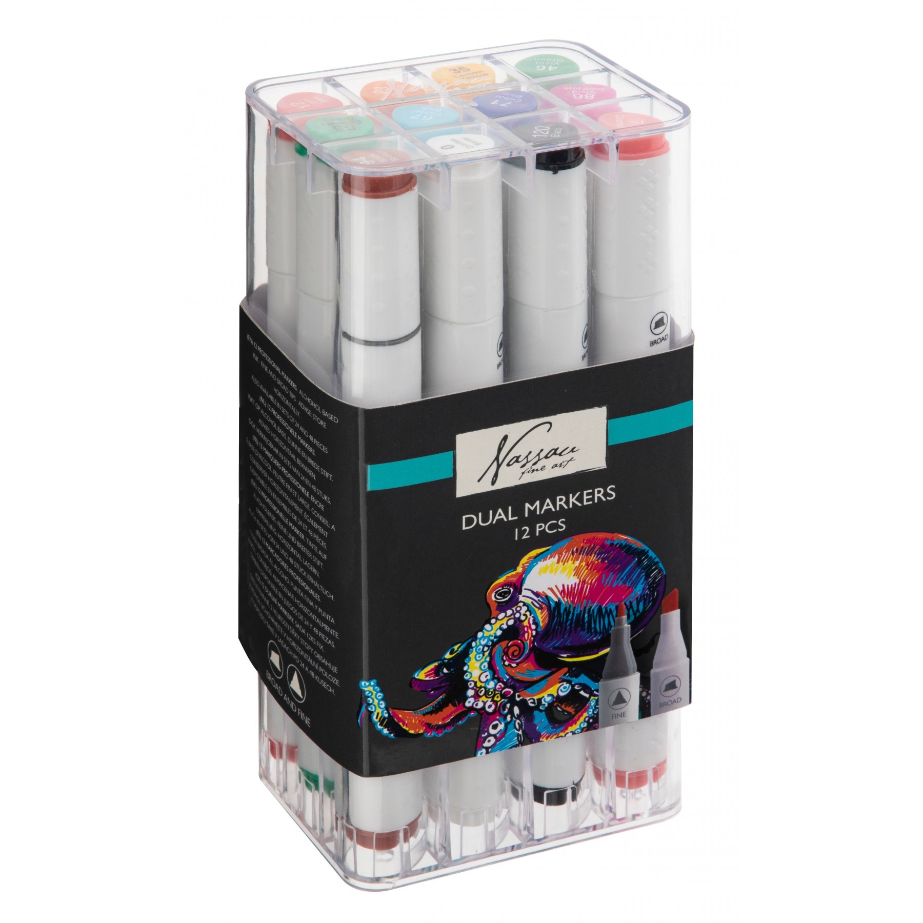 Nassau, Rotuladores De Doble Punta 12 Piezas Blanco, (K-Ar0103/22Ge)