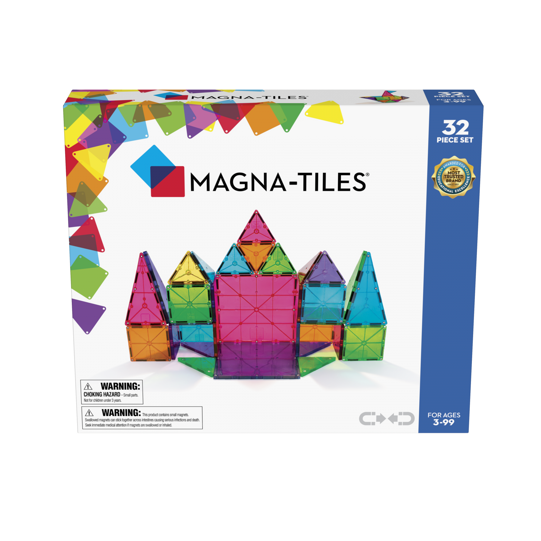 Magna-Tiles, Colores transparentes 32 piezas, (90208)