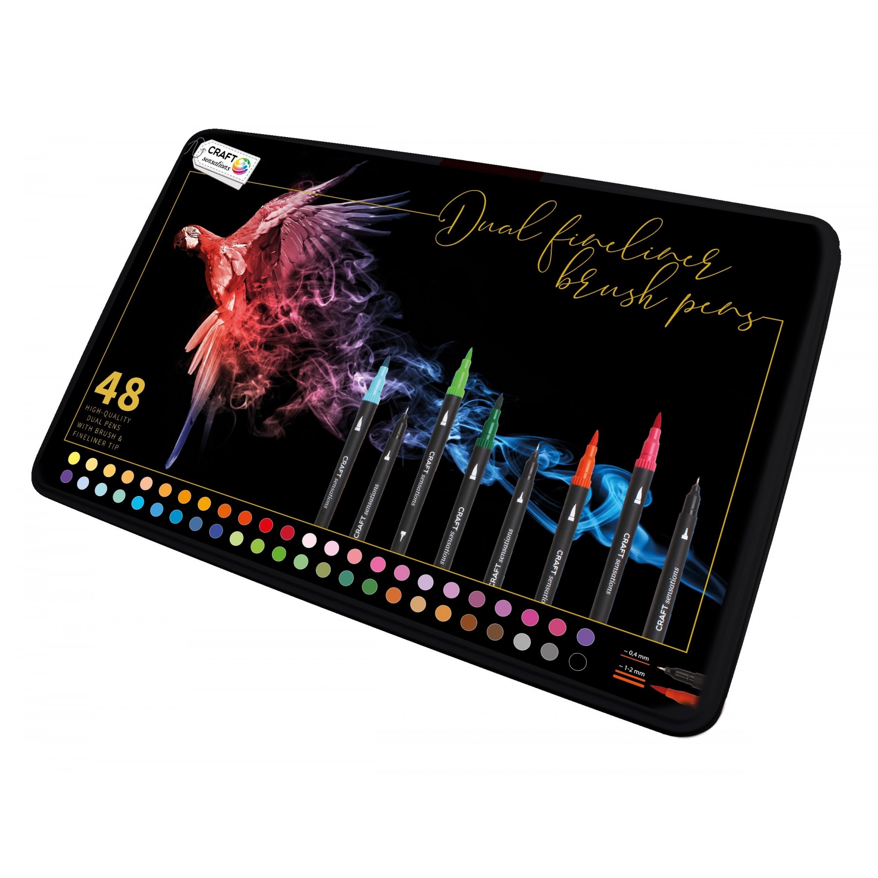 Sensaciones Artesanales, Rotuladores De Punta Fina / Bolígrafos Pincel 48 Piezas, (K-Cr1513/A)