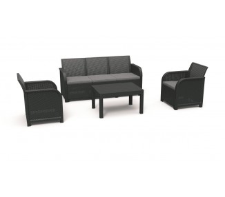 Keter - Rosalie 3 seater Sofa Lounge Set - Graphite/Cool Grey (249587)