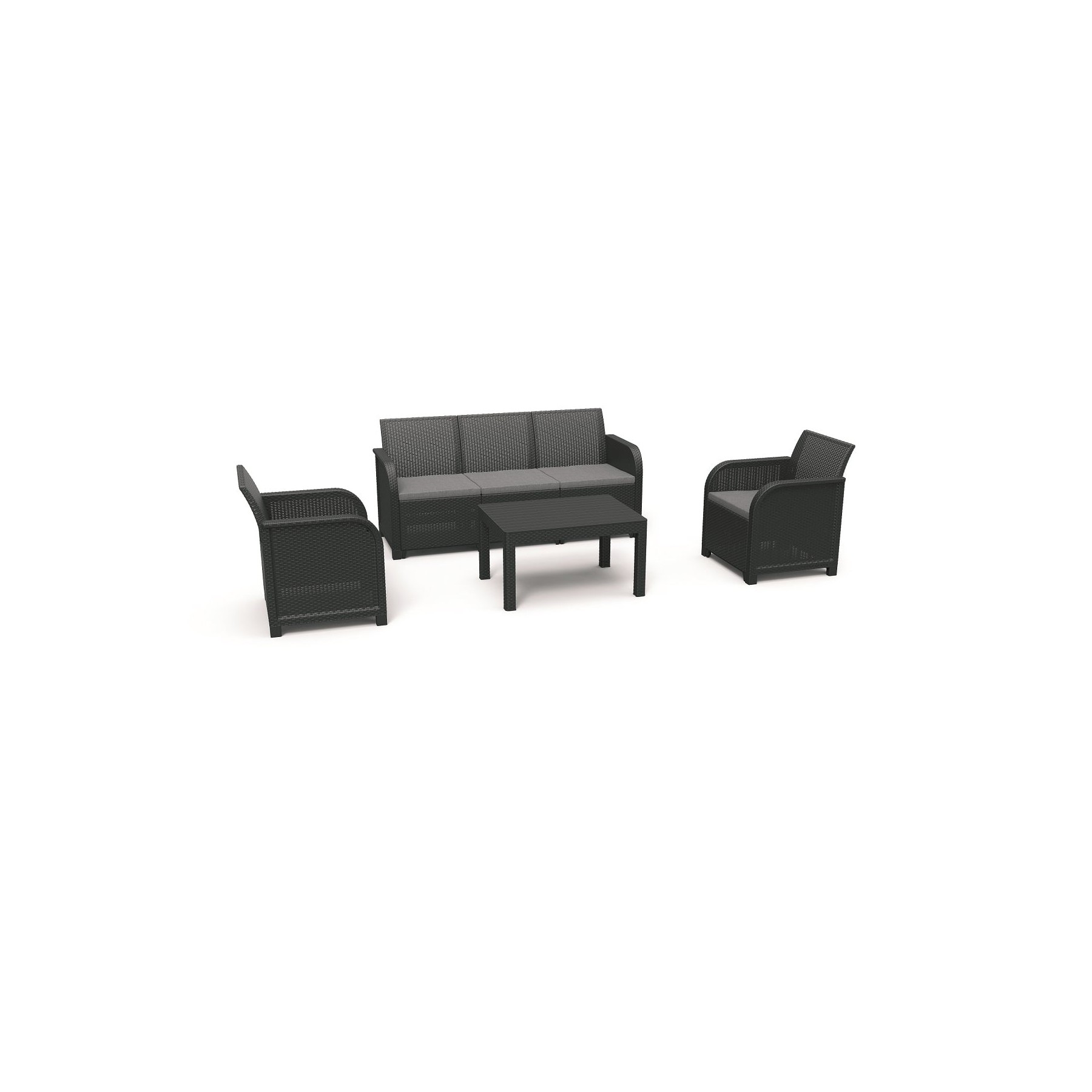 Keter - Rosalie 3 seater Sofa Lounge Set - Graphite/Cool Grey (249587)