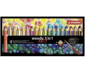 Stabilo - Woody 3in1 wallet of 18 colours with sharpener