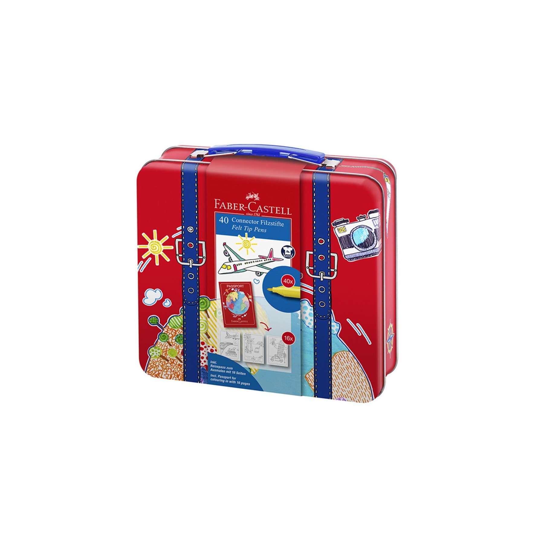 Faber-Castell -  Connector Fibre-tip pen in suitcase, 40 pc (155535)