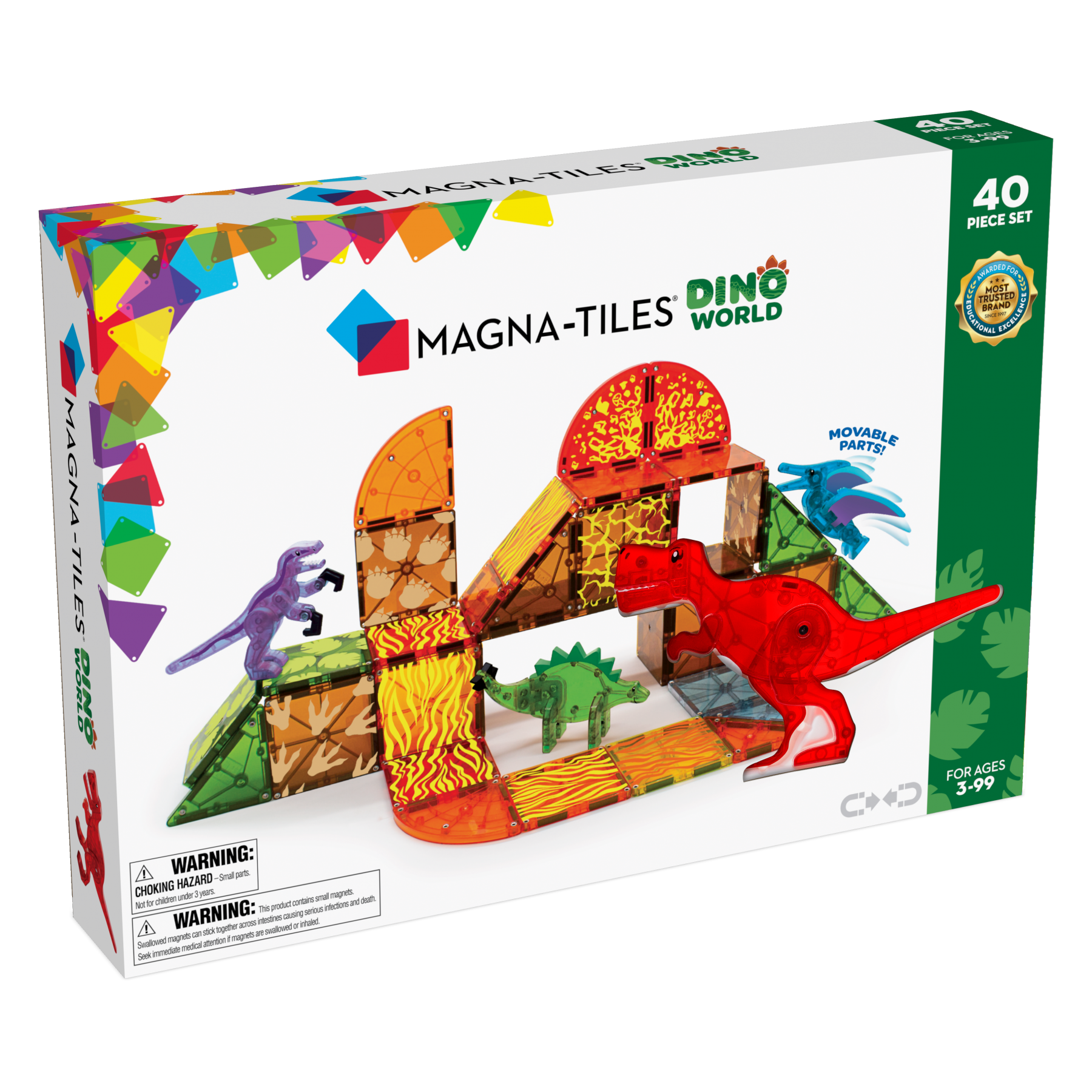 Magna-Tiles, Mundo de Dinos 40 piezas set, (90227)