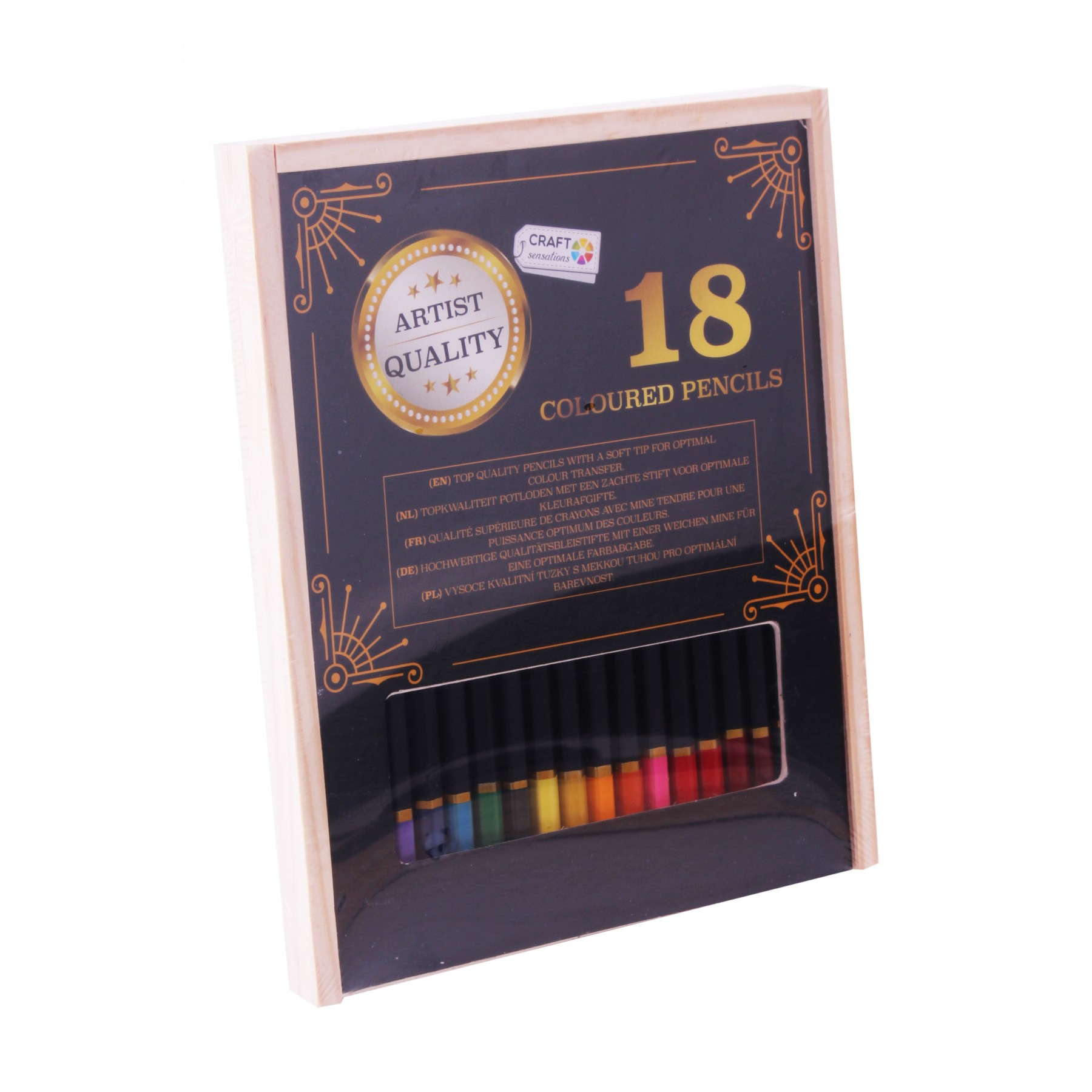 Craft sensations - Colouring Pencils 18 pcs in Wooden Box - (K-CR0392/18/GE)