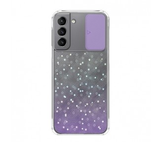 Funda para Samsung S21 PLUS Silicona de Purpurina con cámara Cubierta Deslizante
