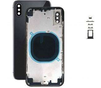 Chasis Carcasa Con Tapa Cristal Para iPhone X Negro