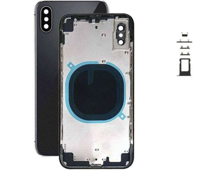 Chasis Carcasa Con Tapa Cristal Para iPhone X Negro