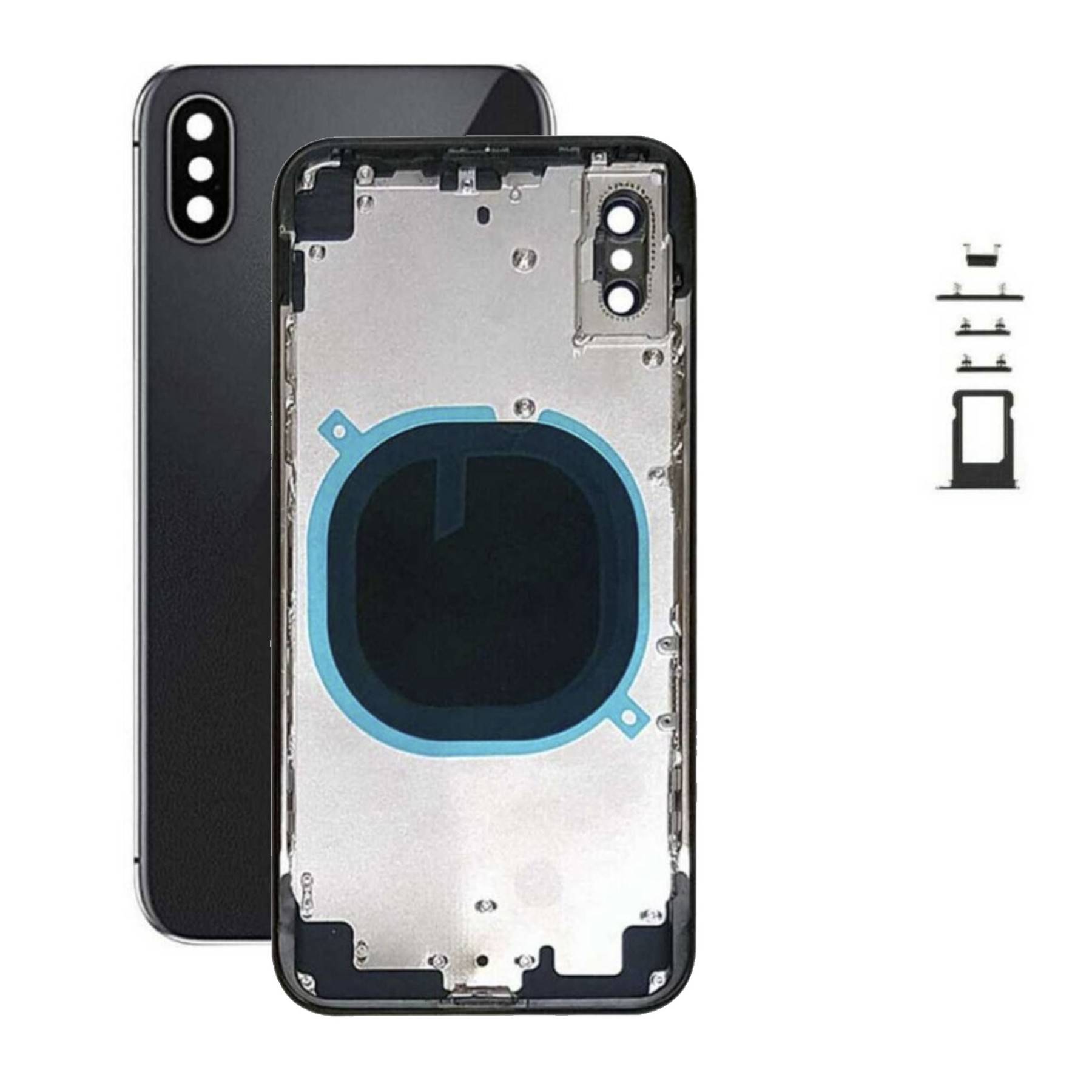 Chasis Carcasa Con Tapa Cristal Para iPhone X Negro