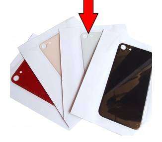 Tapa Trasera Compatible de Cristal para iPhone 8 Blanca Con Agujero Grande
