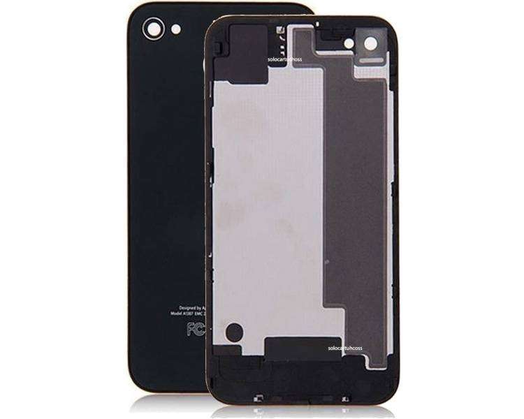 Tapa Trasera Compatible de Cristal para iPhone 4S Negra