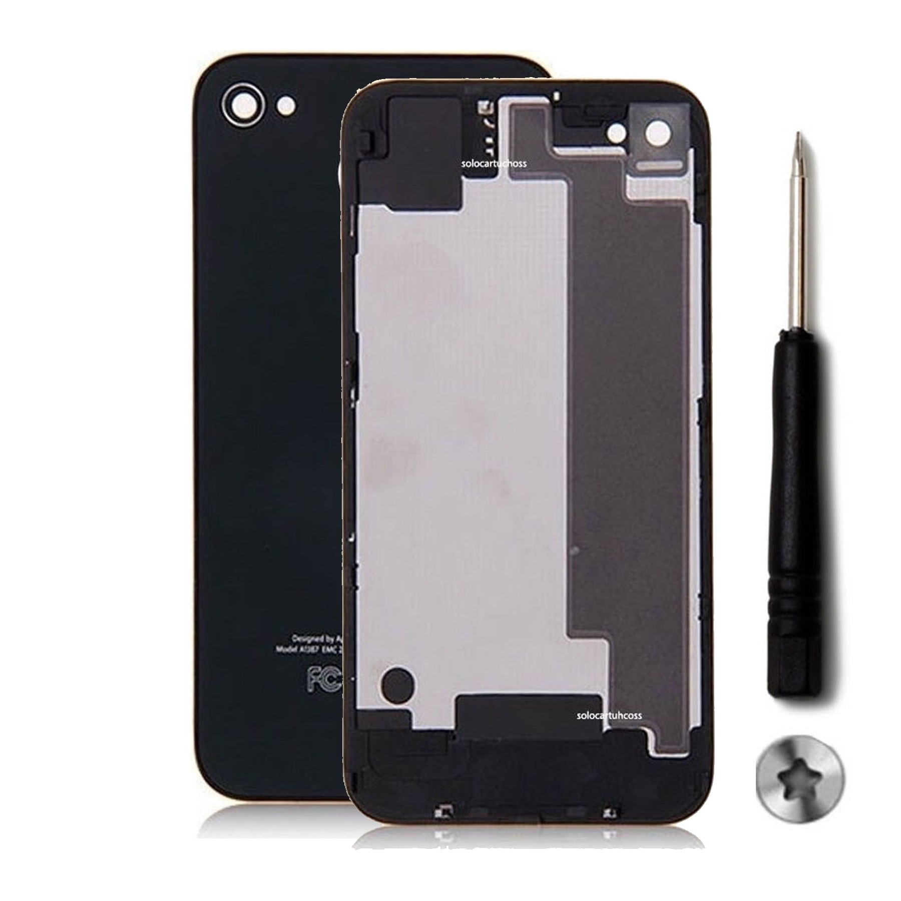 Back cover for iPhone 4S + Screwdriver | Color Black