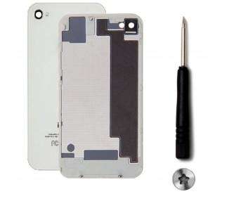 Tapa Trasera Compatible para iPhone 4S De Cristal + Destornillador Blanca