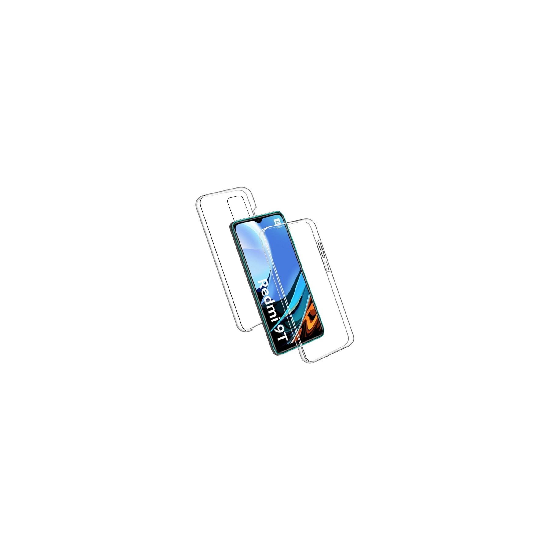 Funda Doble Xiaomi Redmi 9T/Poco M3 Silicona Transparente Delantera y Trasera