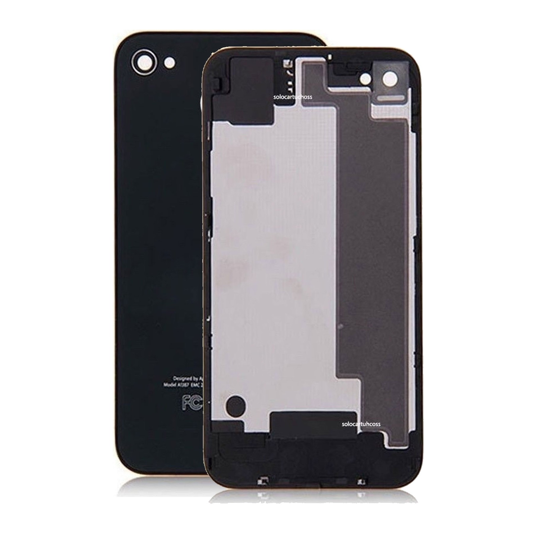 Tapa Trasera Compatible de Cristal para iPhone 4G Negra