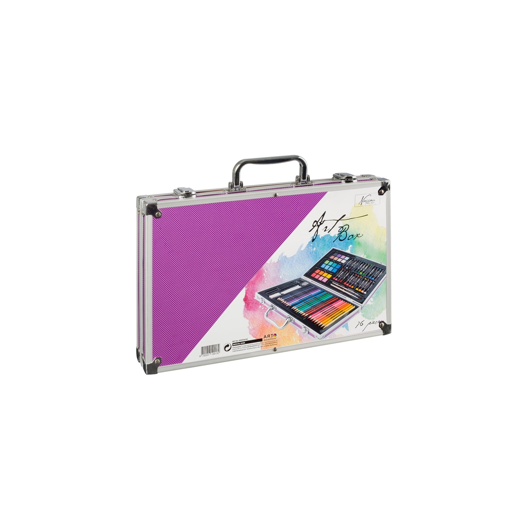 Nassau - Art set 79 pcs in metal box, purple - 36x23cm - (K-AR0926/GE)