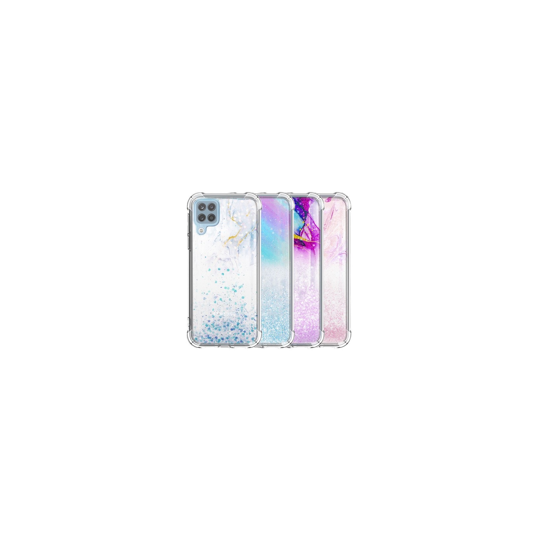 Funda Gel Transparente Purpurina Protección Cámara 3D Samsung Galaxy A02s 4 -Colores