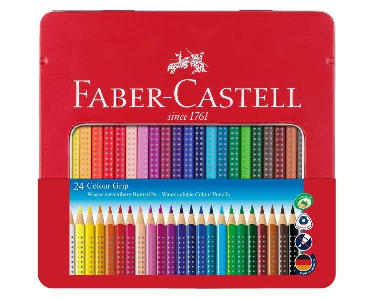 Faber-Castell, Lápices De Colores Color Grip En Lata De 24 (112423)