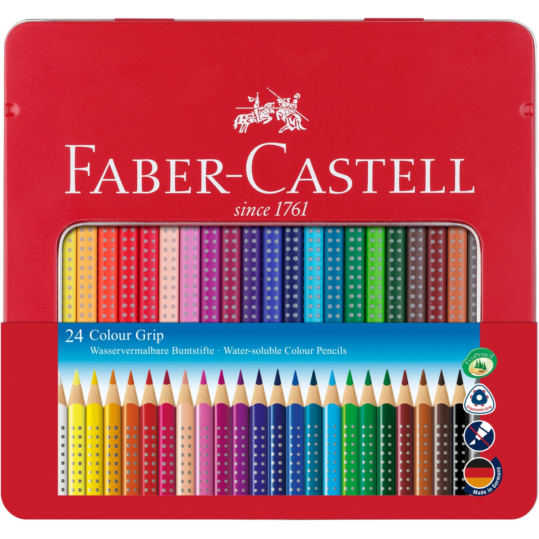 Faber-Castell - Coloured pencil Colour Grip tin of 24 (112423)
