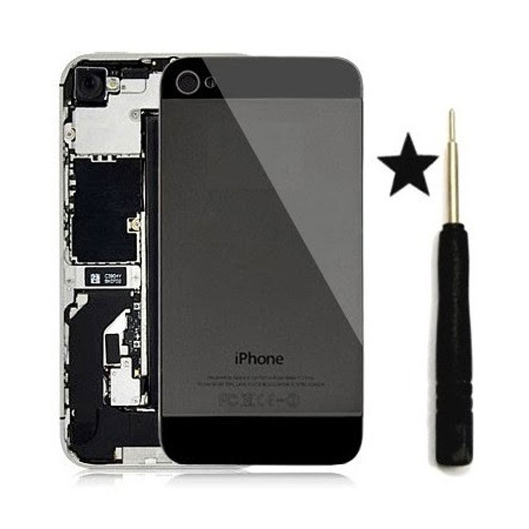 Tapa Trasera Compatible de Cristal para iPhone 4 Negra Conversion A iPhone 5