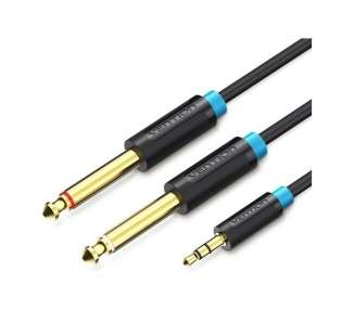 Cable estéreo vention bacbg/ jack 3.5 macho - 2x jack 6.5 macho/ 1.5m/ negro