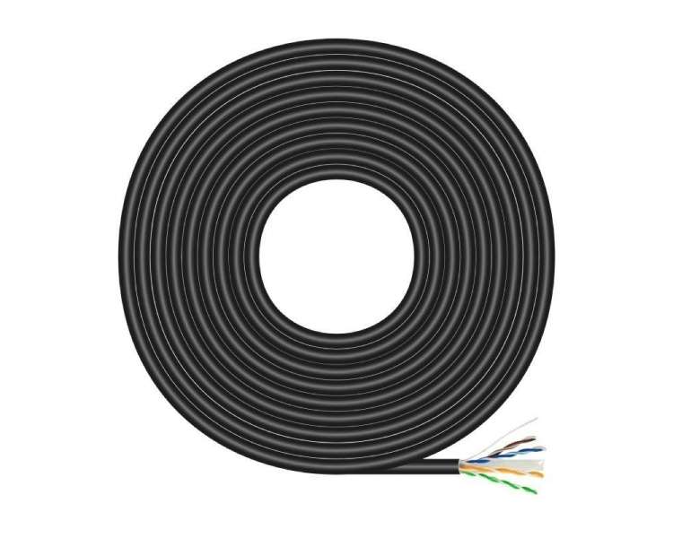Bobina de cable rj45 para exteriores utp awg23 aisens a135-0675 cat.6/ 100m/ impermeable/ negro