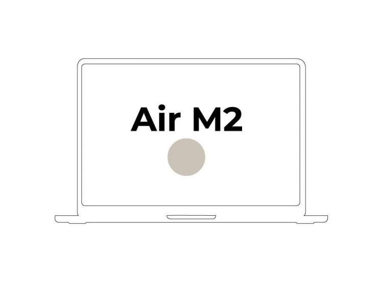 Apple macbook air 13.6'/ m2 8-core cpu/ 8gb/ 256gb ssd/ 8-core gpu/ blanco estrella
