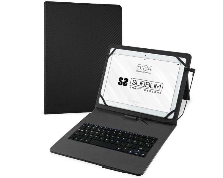 Funda con teclado subblim keytab pro usb para tablets de 10.1'-11'/ negra