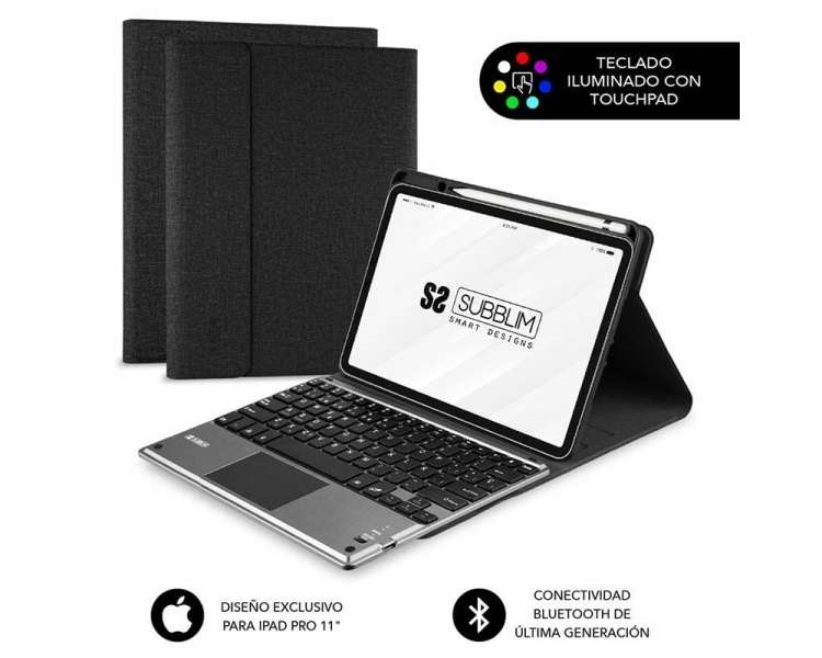 Funda con teclado subblim keytab pro bluetooth touchpad para tablets apple ipad pro de 11' 2020/ negra