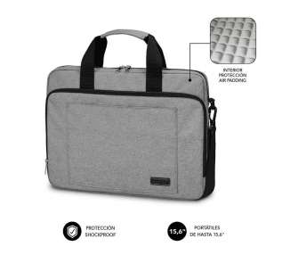 Maletín subblim air padding laptop bag para portátiles hasta 15.6'/ cinta para trolley/ gris