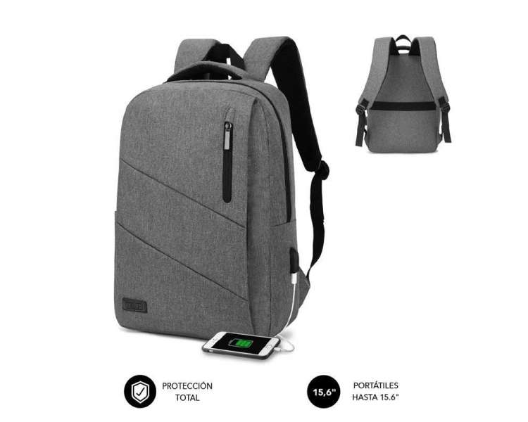 Mochila subblim city backpack para portátiles hasta 15.6'/ puerto usb/ gris