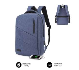 Mochila subblim city backpack para portátiles hasta 15.6'/ puerto usb/ azul