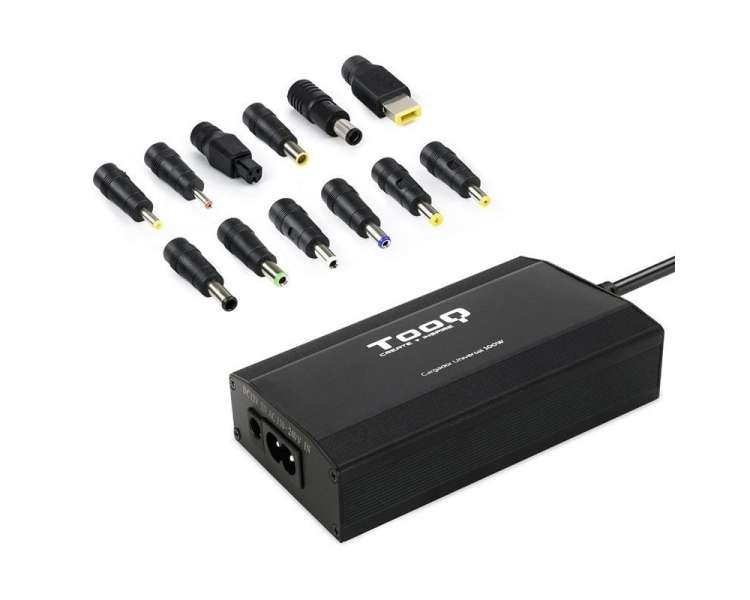 Cargador de portátil tooq tqlc-100bs01m/ 100w/ manual/ 12 conectores/ voltaje 12-24v/ 1 usb