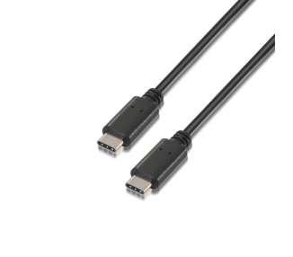 Cable usb 2.0 tipo-c aisens a107-0055/ usb tipo-c macho - usb tipo-c macho/ 50cm/ negro