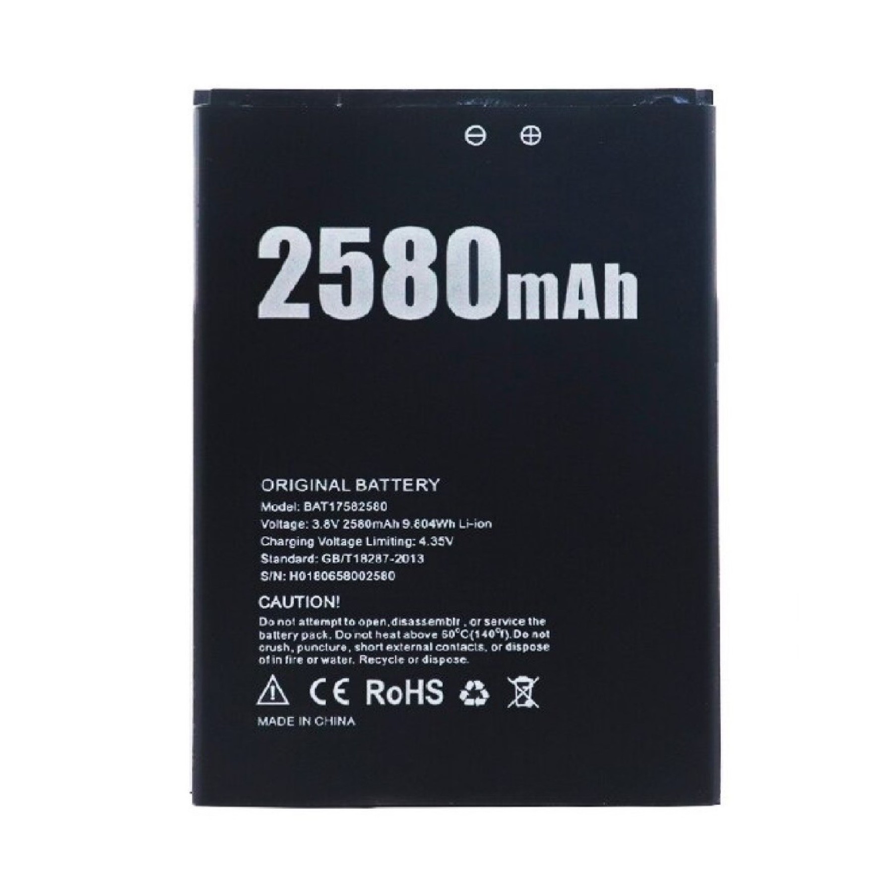 Bateria Compatible para Doogee X2 X20L, BAT17582580 Capacidad Original 2580 Mah