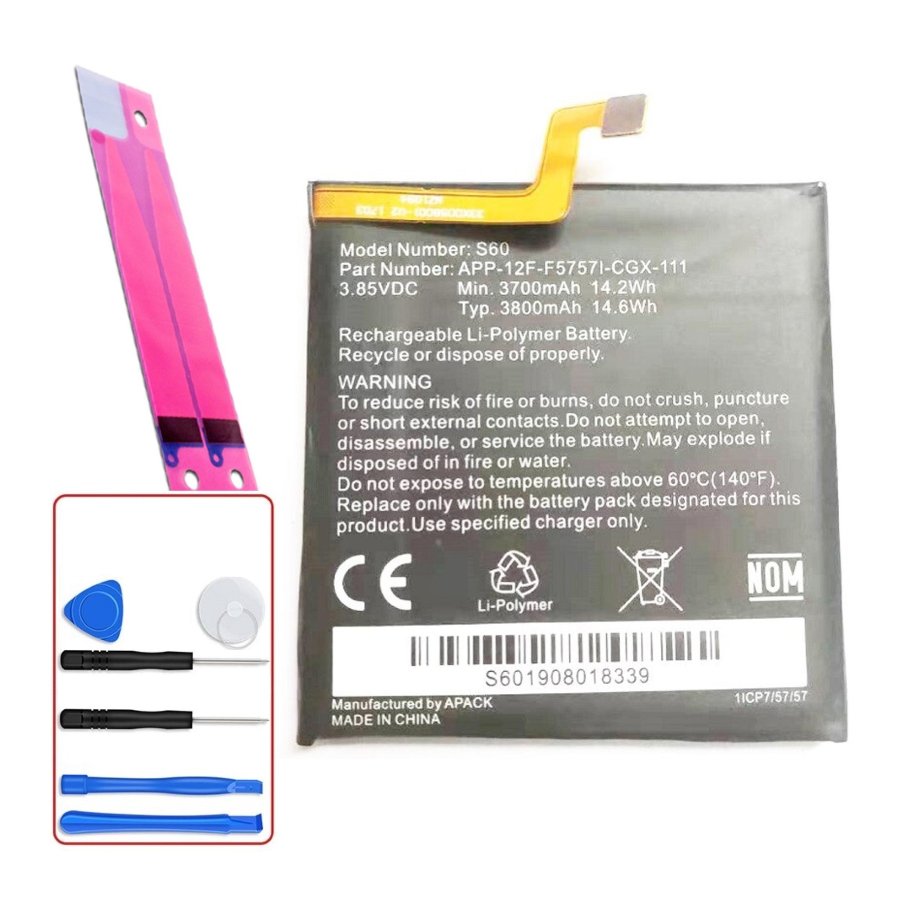 Bateria Compatible para CAT S60 APP-12F-F5757I-CGX-111 Capacidad Original 3700Mah