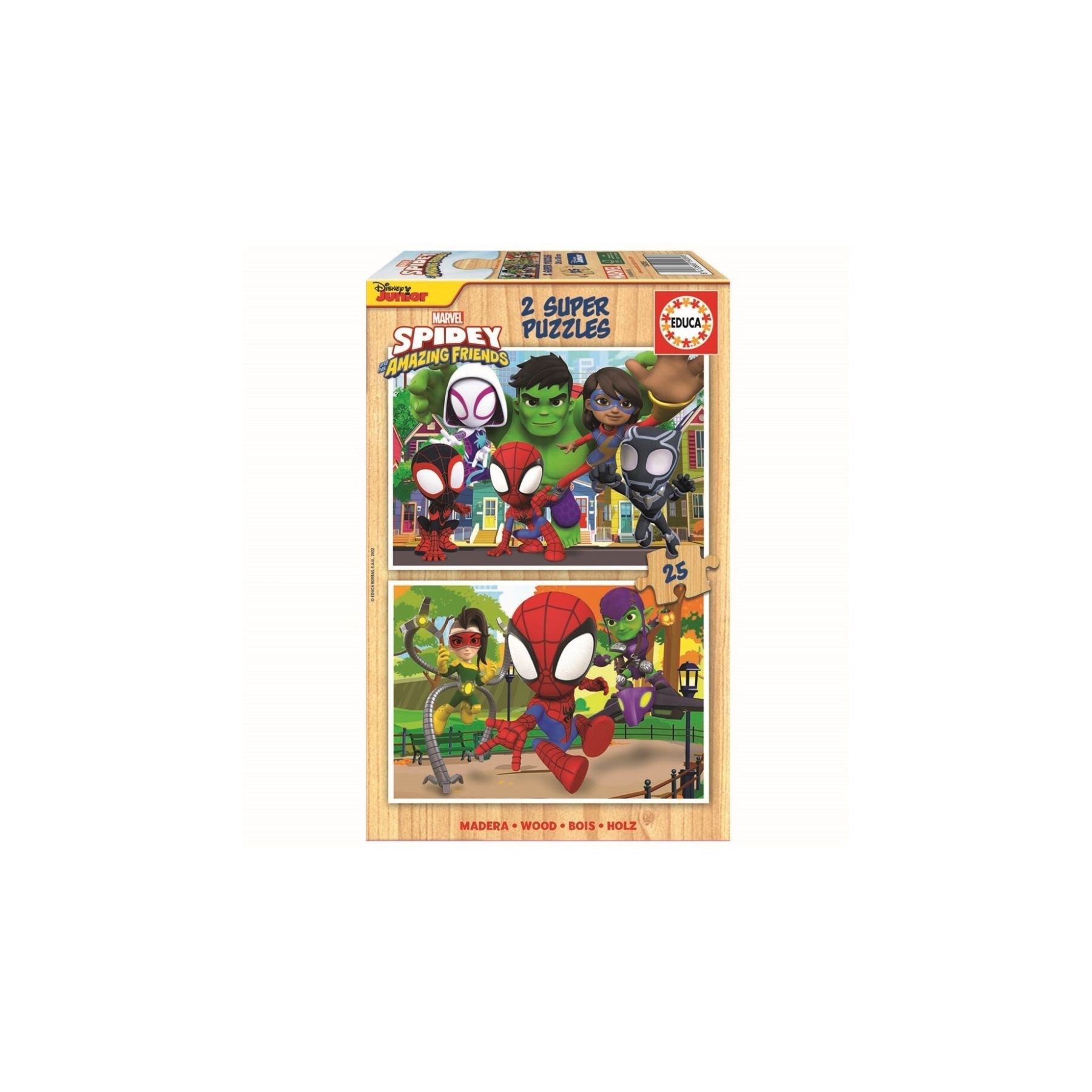 Rompecabezas Educa - 2x25 Piezas Spidey & Sus Increíbles Amigos de Madera (80-19289)