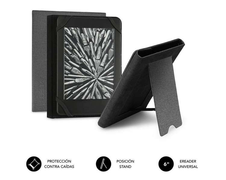 Funda para libro electrónico subblim clever ebook stand case 6'/ gris