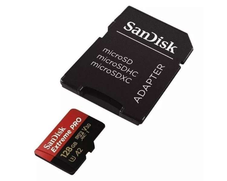 Tarjeta de memoria sandisk extreme pro 128gb microsd xc uhs-i con adaptador/ clase 10/ 200mbs