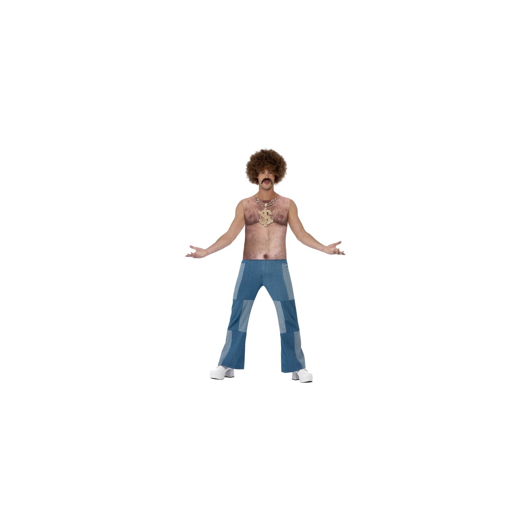 Smiffys - 70's Hairy Chest Sleeveless Top - Large (43514L)