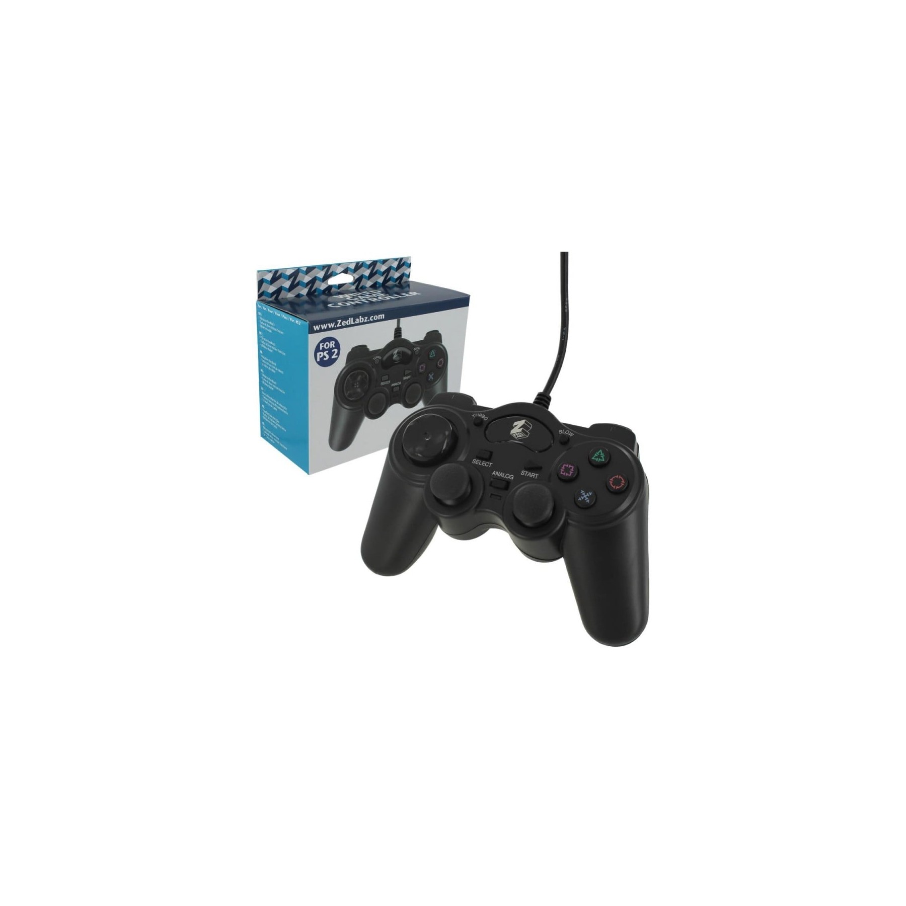 Con Cable PS2 Controller Controlador Mando con Turbo Funcion