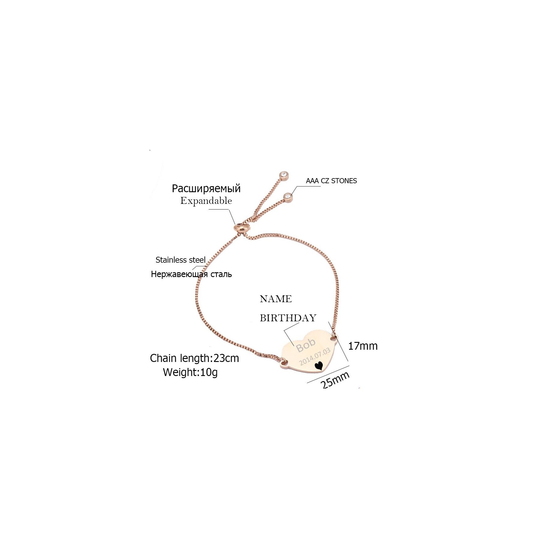 Pulseras personalizadas para mujer, brazaletes ajustables de acero inoxidable