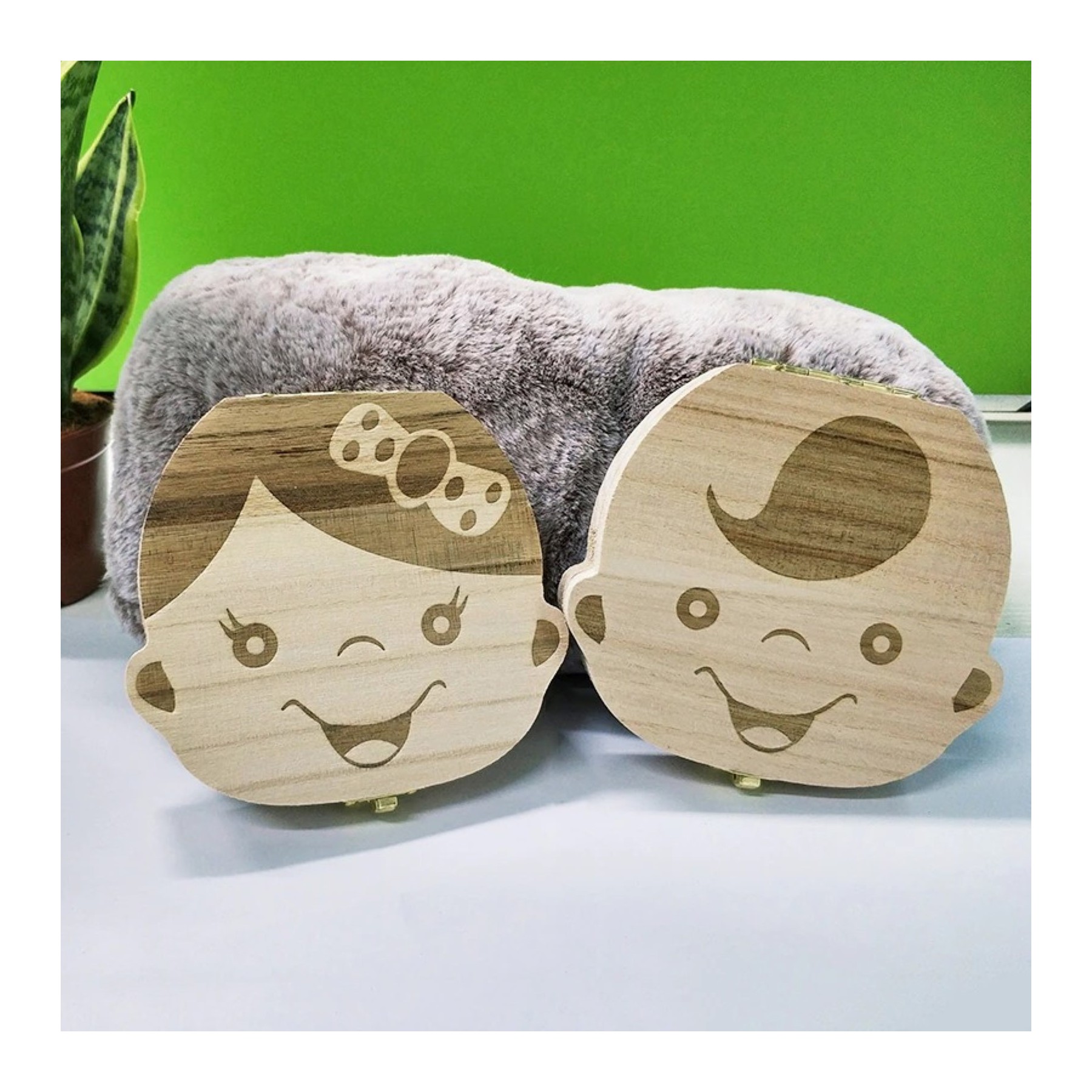 Caja de madera para guardar los dientes de los bebés, organizador, para ninos