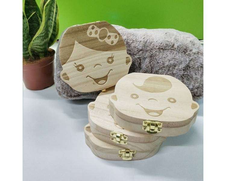 Caja de madera para guardar los dientes de los bebés, organizador, para ninas