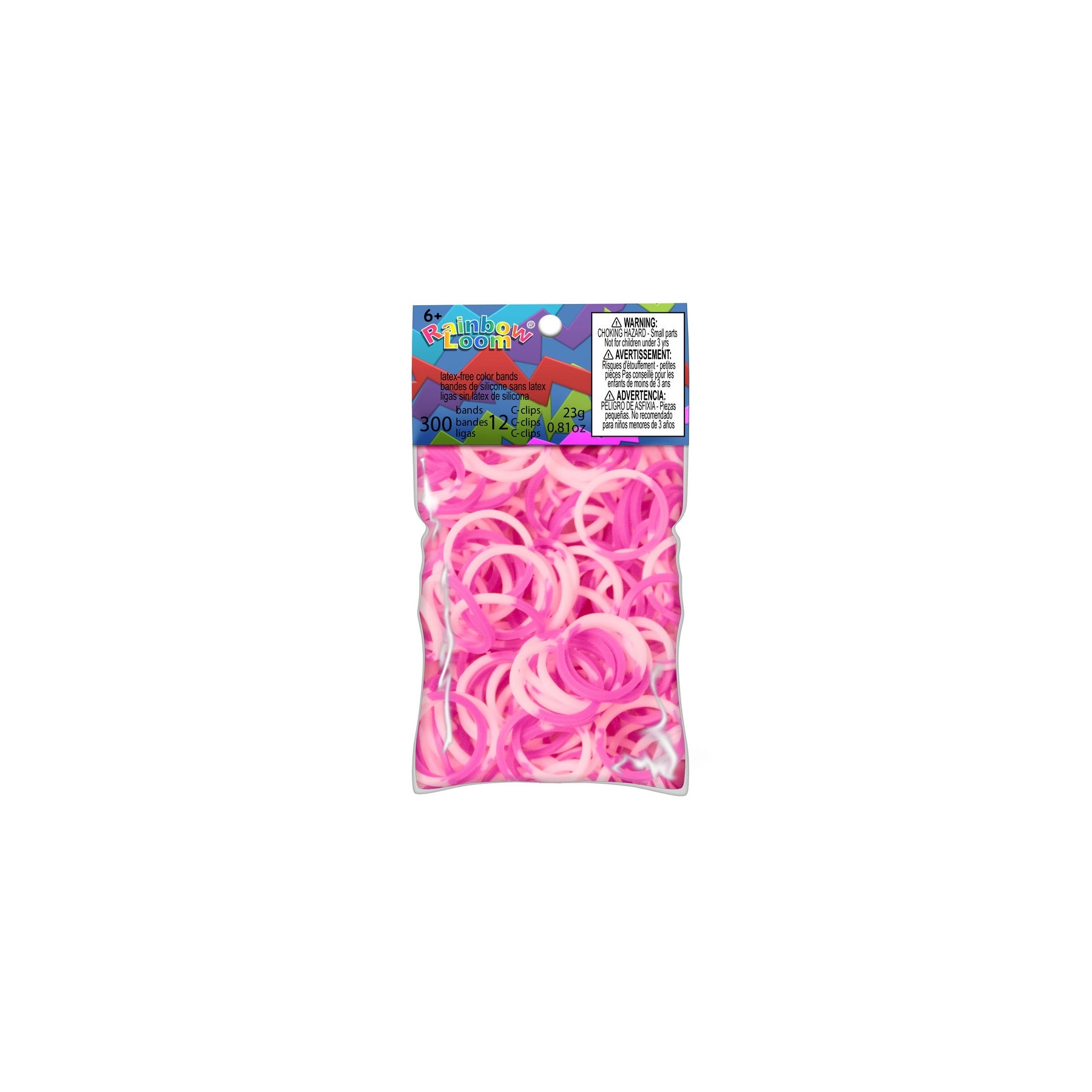 Rainbow Loom, Dual Pink-White, Bandas 300 Piezas.